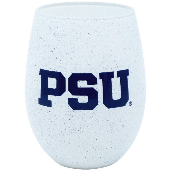 stemless wine glass with PSU and granite speckle